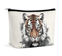 TKJMCSW Black And White Doodle Tiger Cosmetic Bags for Women Men Waterproof Travel Toiletry Bag Large Capacity Makeup Bags PU Leather Cute Makeup Pouch Protable Travel Bag for Toiletries, white, One