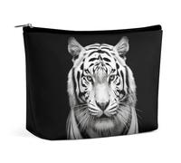 TKJMCSW Black And White Tiger Cosmetic Bags for Women Men Waterproof Travel Toiletry Bag Large Capacity Makeup Bags PU Leather Cute Makeup Pouch Protable Travel Bag for Toiletries, white, One size