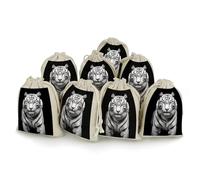 TKJMCSW Black And White Tiger Drawstring Gift Bags 8PCS Muslin Bags Drawstring Bags Small Drawstring Bags Gift Bags with Drawstring Gift Wrap Bags Drawstring Drawstring Pouch