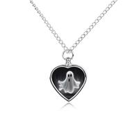 TKJMCSW Black Halloween Ghost Pet Ashes Necklace with Filling Kits 27.6" Cable Chain Memorial Cremation Urn Necklace Jewelry Souvenir Keepsake for Human Ashes Dogs Cats Sympathy Gift for Women Men