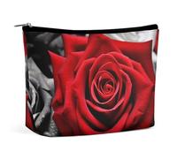 TKJMCSW Black White And Red Roses Cosmetic Bags for Women Men Waterproof Travel Toiletry Bag Large Capacity Makeup Bags PU Leather Cute Makeup Pouch Protable Travel Bag for Toiletries, white, One size