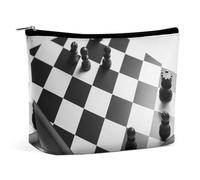 TKJMCSW Black White Chess Checkerboard Makeup Bag for Women Large Capacity Toiletry Bag Portable Make Up Organizer Cosmetics Bag Travel Bag for Cosmetic Storage Bag for Travel Work, style, One Size