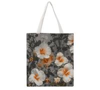 TKJMCSW Blooming Hibiscus Flowers Canvas Tote Bag for Women with Handles Reusable Grocery Cloth Bag Foldable Tote Purse Travel Casual Everyday Shoulder Bags Shopping Handbag for Teacher Nurse Gift
