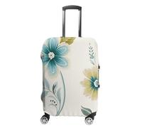 TKJMCSW Blue And Green Flowers Luggage Cover Tsa Approved Suitcase Covers for Luggage Elastic Washable Suit Case Covers Anti-Scratch Travel Luggages Sleeve Suitcase Protector Fits 19-30 Inch Case
