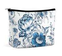 TKJMCSW Blue And White Floral Pattern Cosmetic Bags for Women Men Waterproof Travel Toiletry Bag Large Capacity Makeup Bags PU Leather Cute Makeup Pouch Protable Travel Bag for Toiletries, white, One