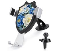 TKJMCSW Blue and White Flowers Car Phone Holder Mount Phone Mount for Car Windshield Dashboard Air Vent Universal Automobile Cell Phone Holder Fit for Smartphone Phone Car Mount