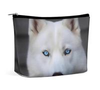 TKJMCSW Blue Eyed White Husky Makeup Bag for Women Large Capacity Toiletry Bag Portable Make Up Organizer Cosmetics Bag Travel Bag for Cosmetic Storage Bag for Travel Work, style, One Size