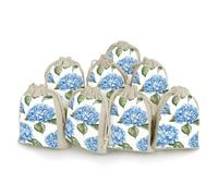 TKJMCSW Blue Hydrangea Pattern Drawstring Gift Bags 8PCS Muslin Bags Drawstring Bags Small Drawstring Bags Gift Bags with Drawstring Gift Wrap Bags Drawstring Drawstring Pouch