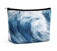 TKJMCSW Blue Wave Art Cosmetic Bags for Women Men Waterproof Travel Toiletry Bag Large Capacity Makeup Bags PU Leather Cute Makeup Pouch Protable Travel Bag for Toiletries, white, One Size