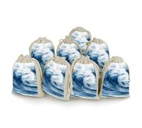 TKJMCSW Blue Wave Art Drawstring Gift Bags 8PCS Muslin Bags Drawstring Bags Small Drawstring Bags Gift Bags with Drawstring Gift Wrap Bags Drawstring Drawstring Pouch