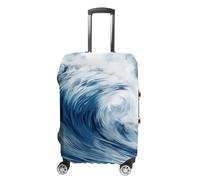 TKJMCSW Blue Wave Art Luggage Cover Tsa Approved Suitcase Covers for Luggage Elastic Washable Suit Case Covers Anti-Scratch Travel Luggages Sleeve Suitcase Protector Fits 19-30 Inch Case(), White, L