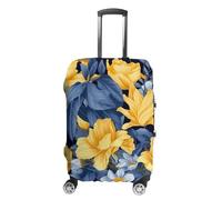 TKJMCSW Blue Yellow Floral Luggage Cover Tsa Approved Suitcase Covers for Luggage Elastic Washable Suit Case Covers Anti-Scratch Travel Luggages Sleeve Suitcase Protector Fits 19-30 Inch Case(), White