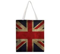 TKJMCSW British Flag Canvas Tote Bag for Women with Handles Reusable Grocery Cloth Bag Foldable Tote Purse Travel Casual Everyday Shoulder Bags Shopping Handbag for Teacher Nurse Gift