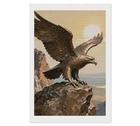 TKJMCSW Bronze Eagle Cliff 5D Diamond Painting Kits for Adults Beginner DIY Round Full Drill Diamond Dots Paintings Paint with Diamonds Crafts Kits Gem Art for Home Wall Decor Gift 8"x12"