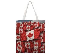 TKJMCSW Canadian Flag Canvas Tote Bag for Women with Handles Reusable Grocery Cloth Bag Foldable Tote Purse Travel Casual Everyday Shoulder Bags Shopping Handbag for Teacher Nurse Gift