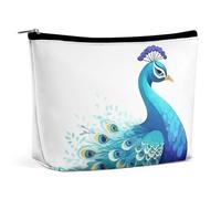 TKJMCSW Cartoon Blue Peacock Cosmetic Bags for Women Men Waterproof Travel Toiletry Bag Large Capacity Makeup Bags PU Leather Cute Makeup Pouch Protable Travel Bag for Toiletries, white, One Size