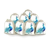 TKJMCSW Cartoon Blue Peacock Drawstring Gift Bags 8PCS Muslin Bags Drawstring Bags Small Drawstring Bags Gift Bags with Drawstring Gift Wrap Bags Drawstring Drawstring Pouch