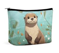 TKJMCSW Cartoon Cute Otter Cosmetic Bags for Women Men Waterproof Travel Toiletry Bag Large Capacity Makeup Bags PU Leather Cute Makeup Pouch Protable Travel Bag for Toiletries, white, One Size