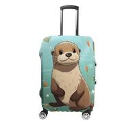 TKJMCSW Cartoon Cute Otter Luggage Cover Tsa Approved Suitcase Covers for Luggage Elastic Washable Suit Case Covers Anti-Scratch Travel Luggages Sleeve Suitcase Protector Fits 19-30 Inch Case(), White