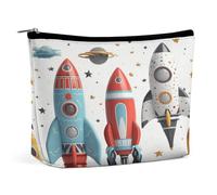 TKJMCSW Cartoon Rockets Cosmetic Bags for Women Men Waterproof Travel Toiletry Bag Large Capacity Makeup Bags PU Leather Cute Makeup Pouch Protable Travel Bag for Toiletries, white, One size