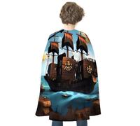 TKJMCSW Cartoon Ship Renaissance Cape Reversible Halloween Cloak for Cosplay Party Medieval Costume Masquerade Outfit