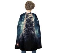 TKJMCSW Cat in The Nebula Renaissance Cape Reversible Halloween Cloak for Cosplay Party Medieval Costume Masquerade Outfit
