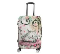 TKJMCSW Cat on Cake Luggage Cover Tsa Approved Suitcase Covers for Luggage Elastic Washable Suit Case Covers Anti-Scratch Travel Luggages Sleeve Suitcase Protector Fits 19-30 Inch Case(), White, L