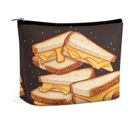 TKJMCSW Cheese Sandwiches Cosmetic Bags for Women Men Waterproof Travel Toiletry Bag Large Capacity Makeup Bags PU Leather Cute Makeup Pouch Protable Travel Bag for Toiletries, white, One Size