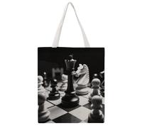 TKJMCSW Chinese Chess Canvas Tote Bag for Women with Handles Reusable Grocery Cloth Bag Foldable Tote Purse Travel Casual Everyday Shoulder Bags Shopping Handbag for Teacher Nurse Gift