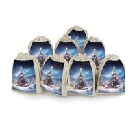 TKJMCSW Christmas Trees Drawstring Gift Bags 8PCS Muslin Bags Drawstring Bags Small Drawstring Bags Gift Bags with Drawstring Gift Wrap Bags Drawstring Drawstring Pouch