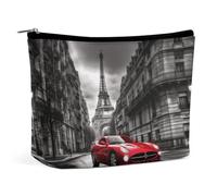 TKJMCSW City Street Red Car Cosmetic Bags for Women Men Waterproof Travel Toiletry Bag Large Capacity Makeup Bags PU Leather Cute Makeup Pouch Protable Travel Bag for Toiletries, white, One size