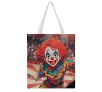 TKJMCSW Clown Circus Show Canvas Tote Bag for Women with Handles Reusable Grocery Cloth Bag Foldable Tote Purse Travel Casual Everyday Shoulder Bags Shopping Handbag for Teacher Nurse Gift