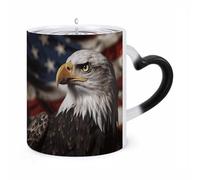 TKJMCSW Coffee Mug 11 Oz Bald Eagle US Flag Pictures Color Changing Mugs, Heat Changing Coffee Mugs with Handle, Heat Sensitive Magic Mug for Women Men Funny Ceramic Cup for Tea Latte Milk Cocoa