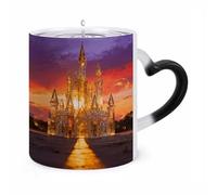 TKJMCSW Coffee Mug 11 Oz Crystal Amber Castle Color Changing Mugs, Heat Changing Coffee Mugs with Handle, Heat Sensitive Magic Mug for Women Men Funny Ceramic Cup for Tea Latte Milk Cocoa