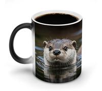 TKJMCSW Coffee Mug 11 Oz Cute Otter Color Changing Mugs, Heat Changing Coffee Mugs with Handle, Heat Sensitive Magic Mug for Women Men Funny Ceramic Cup for Tea Latte Milk Cocoa