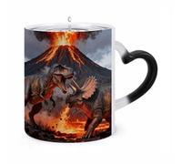 TKJMCSW Coffee Mug 11 Oz Dinosaur Volcano Eruption Color Changing Mugs, Heat Changing Coffee Mugs with Handle, Heat Sensitive Magic Mug for Women Men Funny Ceramic Cup for Tea Latte Milk Cocoa