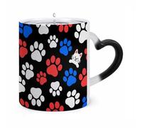 TKJMCSW Coffee Mug 11 Oz Dogs And Cats Paws Color Changing Mugs, Heat Changing Coffee Mugs with Handle, Heat Sensitive Magic Mug for Women Men Funny Ceramic Cup for Tea Latte Milk Cocoa