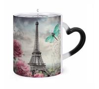 TKJMCSW Coffee Mug 11 Oz Dragonfly French Tower Color Changing Mugs, Heat Changing Coffee Mugs with Handle, Heat Sensitive Magic Mug for Women Men Funny Ceramic Cup for Tea Latte Milk Cocoa