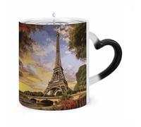TKJMCSW Coffee Mug 11 Oz Eiffel Tower Paris Color Changing Mugs, Heat Changing Coffee Mugs with Handle, Heat Sensitive Magic Mug for Women Men Funny Ceramic Cup for Tea Latte Milk Cocoa