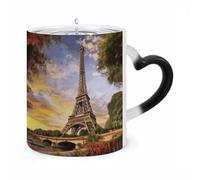 TKJMCSW Coffee Mug 11 Oz Eiffel Tower Paris Color Changing Mugs, Heat Changing Coffee Mugs with Handle, Heat Sensitive Magic Mug for Women Men Funny Ceramic Cup for Tea Latte Milk Cocoa