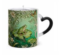 TKJMCSW Coffee Mug 11 Oz Frog Lotus Pad Color Changing Mugs, Heat Changing Coffee Mugs with Handle, Heat Sensitive Magic Mug for Women Men Funny Ceramic Cup for Tea Latte Milk Cocoa