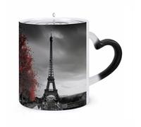 TKJMCSW Coffee Mug 11 Oz Grey Paris Eiffel Tower Color Changing Mugs, Heat Changing Coffee Mugs with Handle, Heat Sensitive Magic Mug for Women Men Funny Ceramic Cup for Tea Latte Milk Cocoa