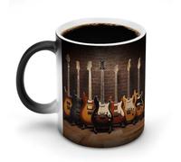 TKJMCSW Coffee Mug 11 Oz Guitar Collection Color Changing Mugs, Heat Changing Coffee Mugs with Handle, Heat Sensitive Magic Mug for Women Men Funny Ceramic Cup for Tea Latte Milk Cocoa