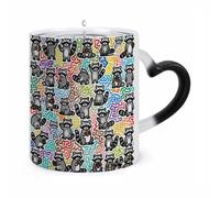 TKJMCSW Coffee Mug 11 Oz Little Red Panda Doodle Color Changing Mugs, Heat Changing Coffee Mugs with Handle, Heat Sensitive Magic Mug for Women Men Funny Ceramic Cup for Tea Latte Milk Cocoa