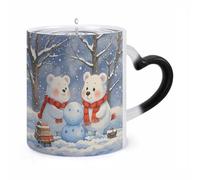 TKJMCSW Coffee Mug 11 Oz Lovely Snow Bear Color Changing Mugs, Heat Changing Coffee Mugs with Handle, Heat Sensitive Magic Mug for Women Men Funny Ceramic Cup for Tea Latte Milk Cocoa