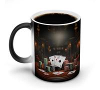 TKJMCSW Coffee Mug 11 Oz Poker Tournament Color Changing Mugs, Heat Changing Coffee Mugs with Handle, Heat Sensitive Magic Mug for Women Men Funny Ceramic Cup for Tea Latte Milk Cocoa