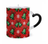 TKJMCSW Coffee Mug 11 Oz Red Green Bell Color Changing Mugs, Heat Changing Coffee Mugs with Handle, Heat Sensitive Magic Mug for Women Men Funny Ceramic Cup for Tea Latte Milk Cocoa