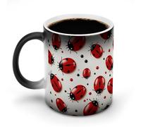 TKJMCSW Coffee Mug 11 Oz Red Ladybug Color Changing Mugs, Heat Changing Coffee Mugs with Handle, Heat Sensitive Magic Mug for Women Men Funny Ceramic Cup for Tea Latte Milk Cocoa