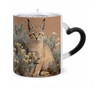 TKJMCSW Coffee Mug 11 Oz Sand Cat in Camelthorn Color Changing Mugs, Heat Changing Coffee Mugs with Handle, Heat Sensitive Magic Mug for Women Men Funny Ceramic Cup for Tea Latte Milk Cocoa