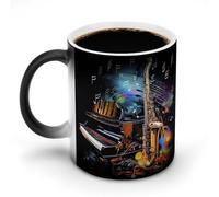 TKJMCSW Coffee Mug 11 Oz Saxophone And Piano Color Changing Mugs, Heat Changing Coffee Mugs with Handle, Heat Sensitive Magic Mug for Women Men Funny Ceramic Cup for Tea Latte Milk Cocoa